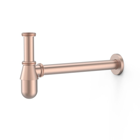 Siphon télescopique type bouteille avec bouchon de visite pour lavabo Or Rose Mat 24K - TRES 03463430OPM 