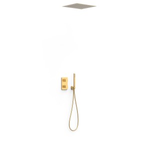 Kit robinet thermostatique encastré Therm-box à 2 voies pour douche Or Mat 24K - TRES 00625005OM 