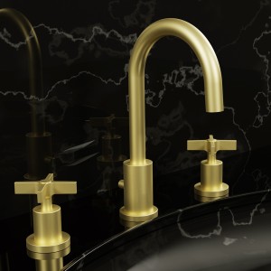 Mélangeur lavabo 3 trous Or Brossé Cross Road - CRISTINA ONDYNA CR20596P
