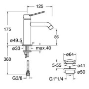 Mitigeur lavabo avec vidage up&down Or Rose Brossé East Side - CRISTINA ONDYNA ES22034P