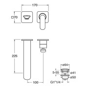 Façade mitigeur lavabo large encastré 2 trous Chromé Foil - CRISTINA ONDYNA FL25951