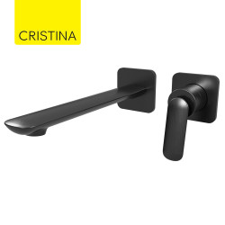 Façade mitigeur lavabo large encastré 2 trous Chromé Noir Brossé Foil - CRISTINA ONDYNA FL25975