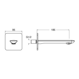 Bec de remplissage de baignoire Chromé Noir Brossé Foil - CRISTINA ONDYNA FL48475