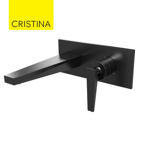 Façade mitigeur lavabo encastré saillie 18 cm Chromé Noir Brossé Fractal - CRISTINA ONDYNA FT25675