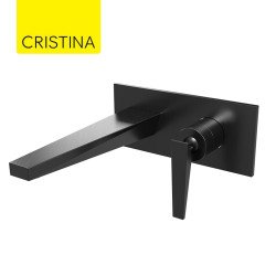 Façade mitigeur lavabo encastré saillie 20 cm Chromé Noir Brossé Fractal - CRISTINA ONDYNA FT25875