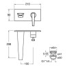 Façade mitigeur lavabo encastré saillie 20 cm Métal Brossé Fractal - CRISTINA ONDYNA FT25877