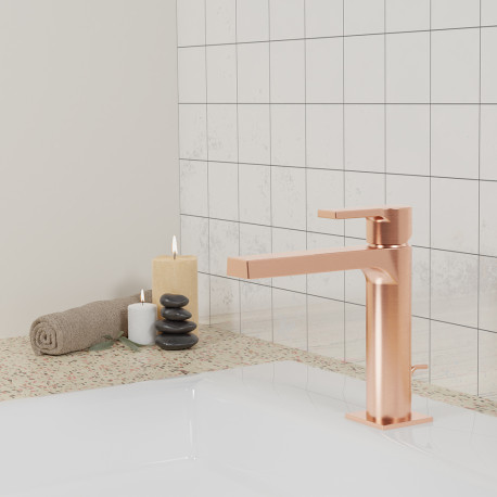Mitigeur lavabo medium Or Rose Brossé Omega - CRISTINA ONDYNA OG22334P