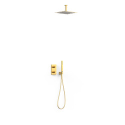 Kit robinet thermostatique encastré Therm-box à 2 voies pour douche Or 24K - TRES 21125003OR 