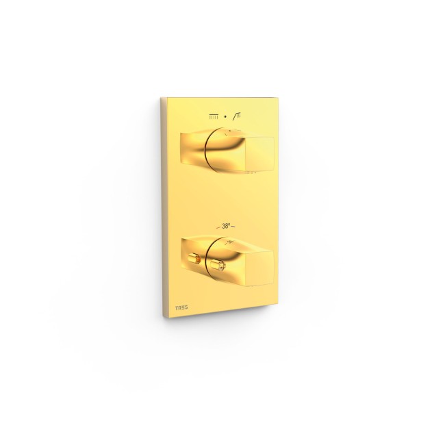 Pièce apparente pour boîtier encastré Therm-box 2 voies Or 24K - TRES 21125001OR 