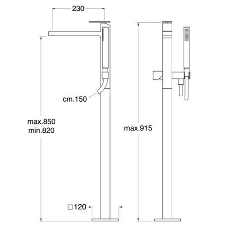 Mitigeur bain douche monocolonne Or Rose Tabula - CRISTINA ONDYNA TA18946P