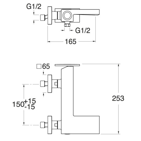 Mitigeur bain douche mural Chromé Noir Brossé Tabula - CRISTINA ONDYNA TA10775
