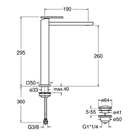 Mitigeur lavabo haut monotrou Or Rose Tabula - CRISTINA ONDYNA TA22246P