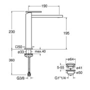 Mitigeur lavabo mi-haut Or Rose Tabula - CRISTINA ONDYNA TA22746P