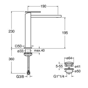 Mitigeur lavabo mi-haut Or Rose Tabula - CRISTINA ONDYNA TA22746P