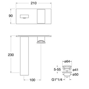 Façade mitigeur lavabo murale encastrée Or Rose Brossé Tabula - CRISTINA ONDYNA TA25834P