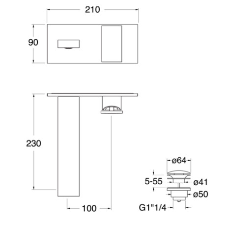 Façade mitigeur lavabo murale encastrée Métal Brossé Tabula - CRISTINA ONDYNA TA25877