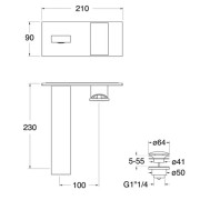 Façade mitigeur lavabo murale encastrée Métal Brossé Tabula - CRISTINA ONDYNA TA25877