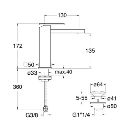 Mitigeur lavabo large Blanc Mat Tabula - CRISTINA ONDYNA TA26424