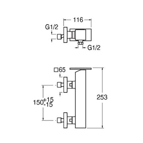 Mitigeur douche mural Métal Brossé Tabula - CRISTINA ONDYNA TA40177
