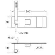 Façade bain douche mitigeur mural encastré Or Brossé Tabula - CRISTINA ONDYNA TA60296P