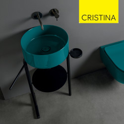 Vasque en céramique pour lavabo rond Bleu Pétrol CIOTOLA - CRISTINA ONDYNA CI40605