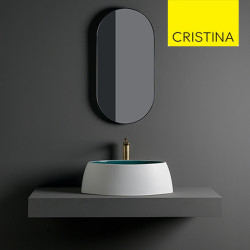 Vasque lavabo céramique à poser bi-colore Bleu Pétrole/Blanc Mat VIS - CRISTINA ONDYNA VIS620512