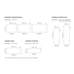 Radiateur connecté Campalys horizontal 2000W Blanc satiné - INTUIS M151117
