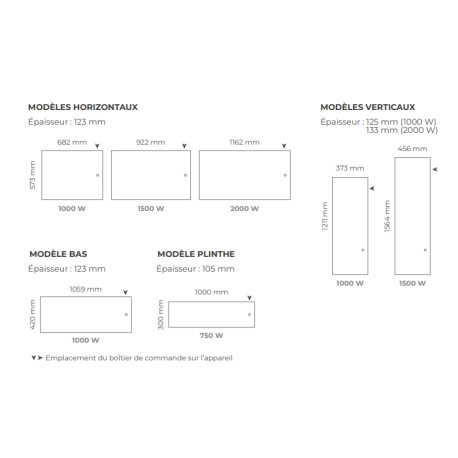 Radiateur connecté Campalys horizontal 1000W Blanc satiné - INTUIS M151113