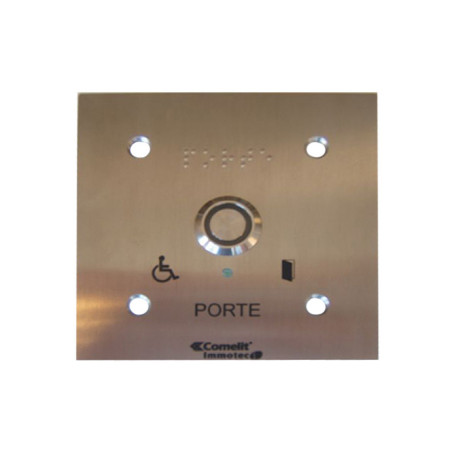 Poussoir Inox Lumineux C/No/Nf Monté Sur Façade 100 X 100 Gravée Porte - COMELIT BP/203L 