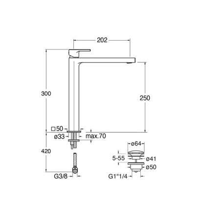 Mitigeur Lavabo Omega Metal Brosse - CRISTINA ONDYNA OG22977