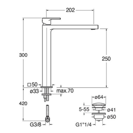 Mitigeur lavabo haut Or Rose Brossé OMEGA - CRISTINA ONDYNA OG22934P