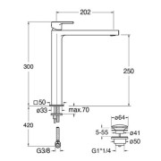Mitigeur lavabo haut Or Rose Brossé OMEGA - CRISTINA ONDYNA OG22934P