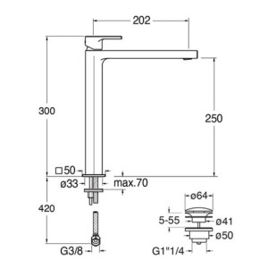 Mitigeur lavabo haut Or Rose Brossé OMEGA - CRISTINA ONDYNA OG22934P