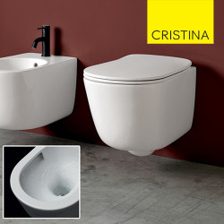 WC suspendu avec abattant soft-close céramique Blanc Brillant EVA - CRISTINA ONDYNA WC88001