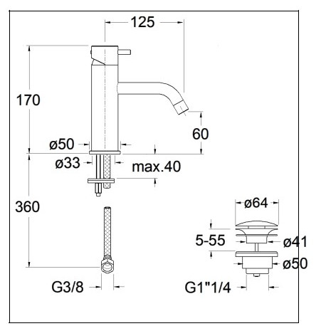 Mitigeur Lavabo Triverde Chrome Noir Brosse - CRISTINA ONDYNA TV22075 
