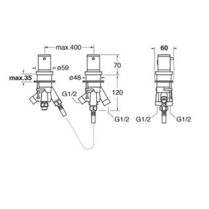 Bain douche sur gorge Métal Brossé TRIVERDE - CRISTINA ONDYNA XT14277