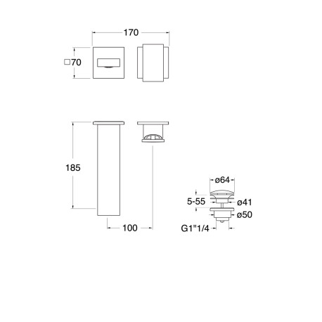 Façade Mitigeur Lavabo Murale TABULA Blanc Mat - CRISTINA ONDYNA TA25724