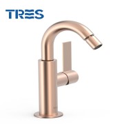 Mitigeur avec manette latérale pour bidet  Or Rose Mat 24K - TRES 21122401OPM