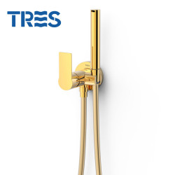 Mitigeur encastré avec douche pour WC Or 24K - TRES 20522301OR