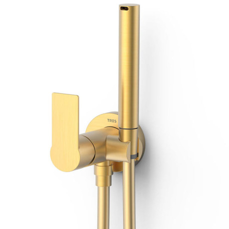 Mitigeur encastré avec douche pour WC Or Mat 24K - TRES 20522301OM