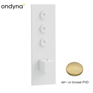 Façade Thermo Twist thermostatique 3 Sorties Or Brossé Quadri - CRISTINA ONDYNA XQ61396P