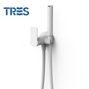 Mitigeur encastré avec douche pour WC  Blanc mat - TRES 20522201BM