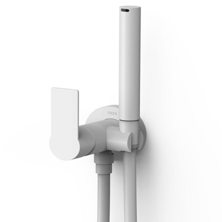 Mitigeur encastré avec douche pour WC  Blanc mat - TRES 20522201BM