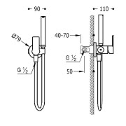 Mitigeur encastré avec douche pour WC  Blanc mat - TRES 20522201BM