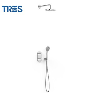 Kit robinet encastré Therm-box à 2 voies pour douche Chrome - TRES 21525004