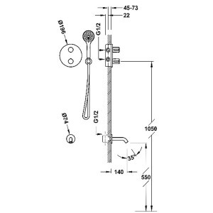Kit robinet encastré Therm-box à 2 voies pour douche Chrome - TRES 20425006