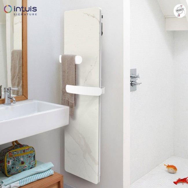 Sèche-serviettes électrique KERAMOS HUG Nativ 1000W Marbre blanc - INTUIS SIGNATURE K164713