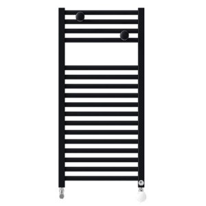 Sèche-serviettes eau chaude étroit raccordement central 314W RIVA 4 noir carbone - THERMOR 471620