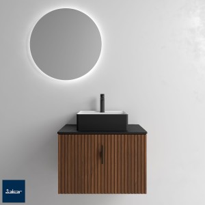 Meuble salle de bain BIBA 60cm 1 tiroir Noyer Maya - SALGAR 102247