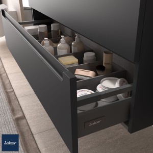 Meuble salle de bain Monterrey 100cm 2 tiroirs Anthracite Mat - SALGAR 96537